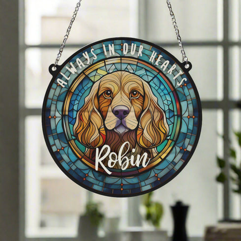 Cocker Spaniel Golden Memorial Stained Glass Effect Suncatcher
